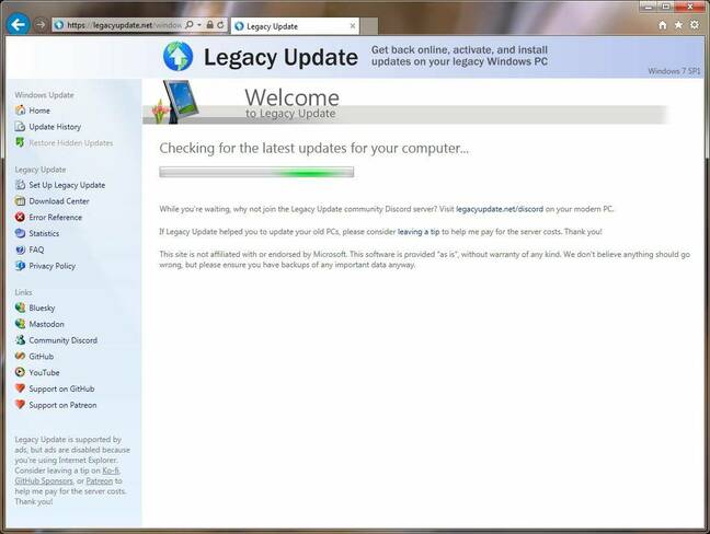 Legacy Update not only fetches whatever patches exist, but some drivers, and can activate Windows, too Legacy Update not only fetches whatever patches exist, but some drivers, and can activate Windows, too